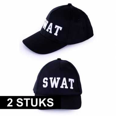 2x politie swat baseball caps foute kleding voor volwassenen