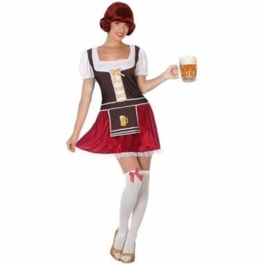 Bruine/rode tiroler dirndl foute kleding/jurkje voor dames