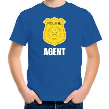 Foute agent politie embleem carnaval t shirt blauw voor kinderen kleding
