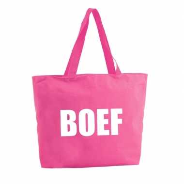 Foute boef shopper tas fuchsia roze 47 cm kleding