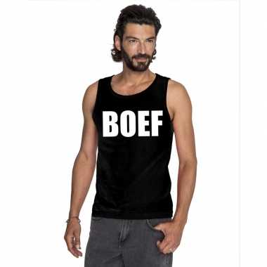 Foute boef tekst singlet shirt/ tanktop zwart heren kleding