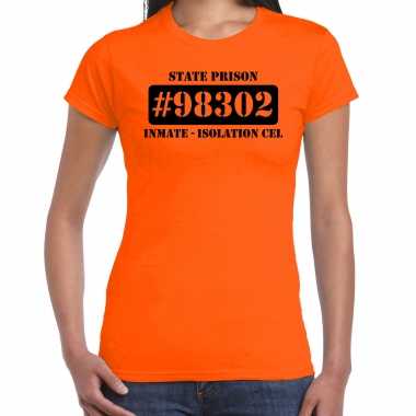 Foute boeven / gevangenen isolation cel shirt oranje dames kleding