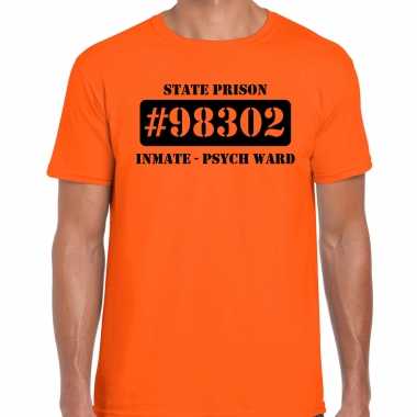 Foute boeven / gevangenen psych ward shirt oranje heren kleding