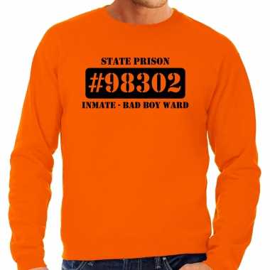 Foute boeven / gevangenen vrijgezellen sweater oranje bad boy ward voor heren kleding
