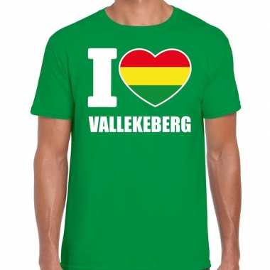 Foute carnaval i love vallekeberg t shirt groen voor heren kleding
