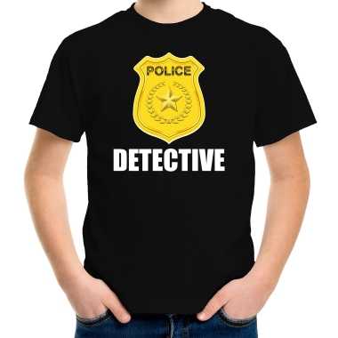 Foute detective police / politie embleem t shirt zwart voor kinderen kleding