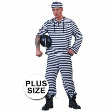 Foute grote maat gevangenen pak gestreept met pet kleding