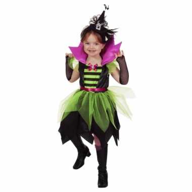 Foute halloween heksen jurk groen/zwart voor kinderen kleding