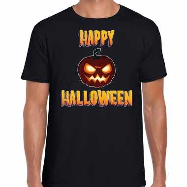 Foute happy halloween horror pompoen t shirt zwart voor heren kleding