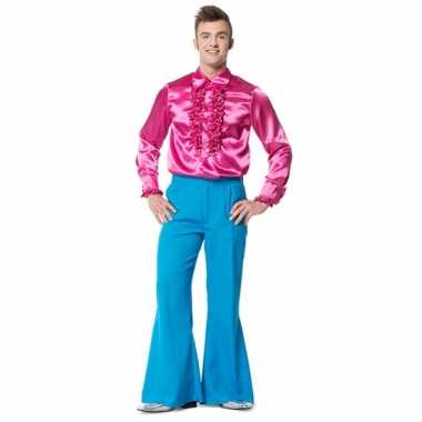 Foute hippie broek blauw met wijde pijpen voor heren kleding