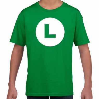 Foute luigi loodgieter t shirt groen voor kinderen kleding