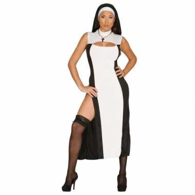 Foute sexy nonnen jurkje zwart wit kleding