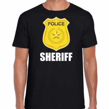 Foute sheriff police / politie embleem t shirt zwart voor heren kleding