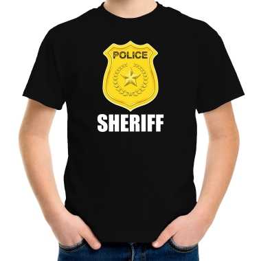 Foute sheriff police / politie embleem t shirt zwart voor kinderen kleding