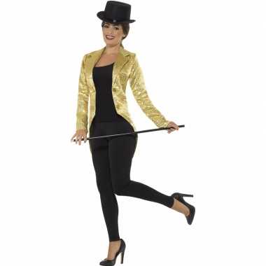 Gouden slipjas met pailletten foute kleding/jas voor dames