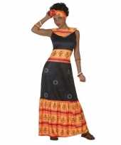 Afrikaanse jurk foute kleding zwart oranje voor dames