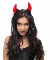 Foute 12x rode duivels hoorntjes diadeem met bont kleding