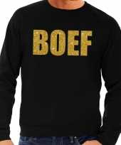 Foute boef gouden glitter tekst sweater zwart voor heren kleding
