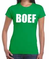 Foute boef tekst t-shirt groen dames kleding