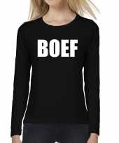 Foute boef tekst t-shirt long sleeve zwart voor dames kleding