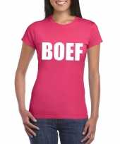 Foute boef tekst t-shirt roze dames kleding