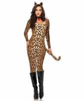 Foute carnaval luipaard catsuit met oortjes kleding