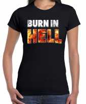 Foute halloween burn in hell t-shirt zwart voor dames kleding