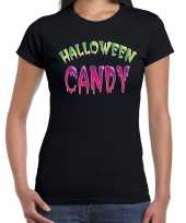 Foute halloween candy snoepje t-shirt zwart voor dames kleding