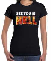 Foute halloween see you in hell t-shirt zwart voor dames kleding