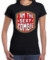 Foute halloween sexy zombie t-shirt zwart voor dames kleding