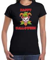 Foute happy halloween groene horror joker t-shirt zwart voor dames kleding