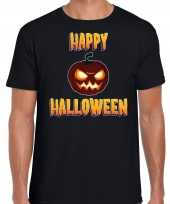 Foute happy halloween horror pompoen t-shirt zwart voor heren kleding
