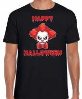 Foute happy halloween rode horror clown t-shirt zwart voor heren kleding