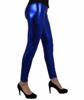 Foute party legging metallic blauw kleding
