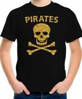 Foute piraten shirt goud glitter zwart voor kinderen kleding