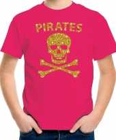Foute piraten shirt-shirt goud glitter roze voor kinderen kleding