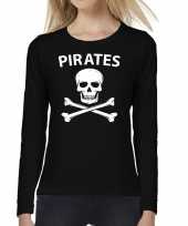 Foute pirates tekst t-shirt long sleeve zwart voor dames kleding