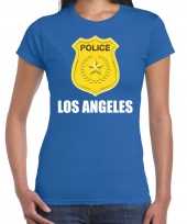 Foute police politie embleem los angeles t-shirt blauw voor dames kleding 10262229