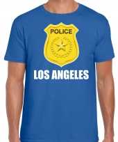 Foute police politie embleem los angeles t-shirt blauw voor heren kleding