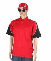 Foute race shirt rood met race cap maat l kleding