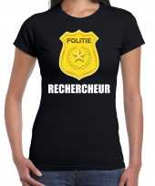 Foute rechercheur politie embleem carnaval t-shirt zwart voor dames kleding