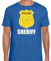 Foute sheriff police politie embleem t-shirt blauw voor heren kleding
