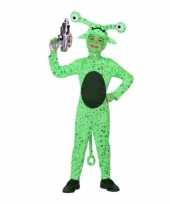 Groen alien foute kleding inclusief space gun voor kids
