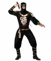 Ninja vechter foute kleding zwart goud voor heren