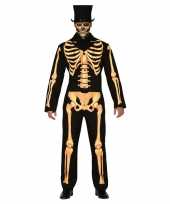 Zwart oranje skelet foute kleding voor heren